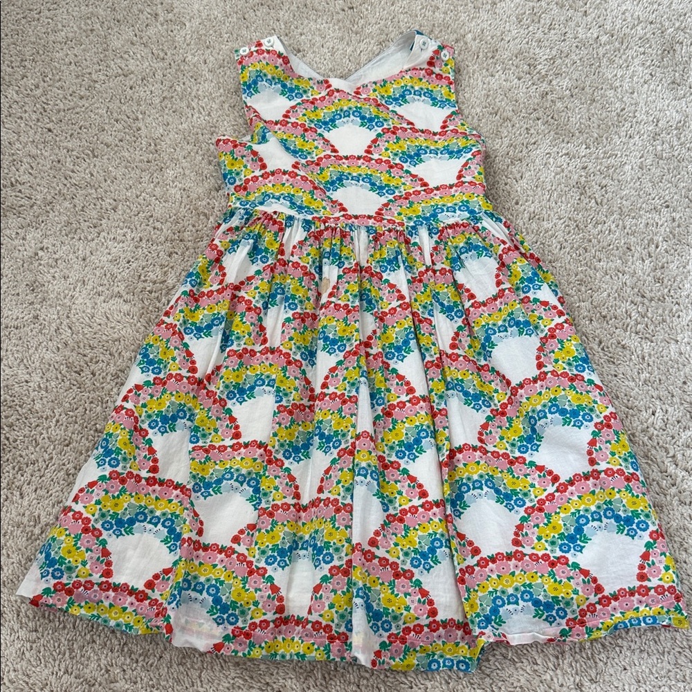Mini Boden rainbow cross back dress